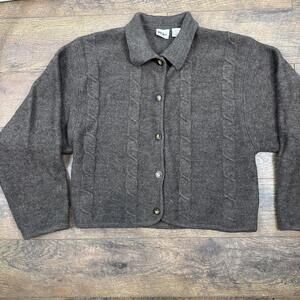 Kiko‎ Women's Sz OS Brown All Wool Collared ButtonUp Sweater